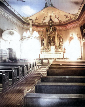 Interior of Panna Maria church featuring the Stations of the Cross in their original home