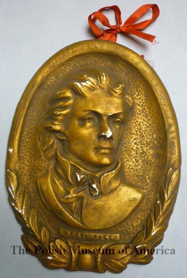 Plaster plaque with bust of Tadeusz Kosciuszko in relief