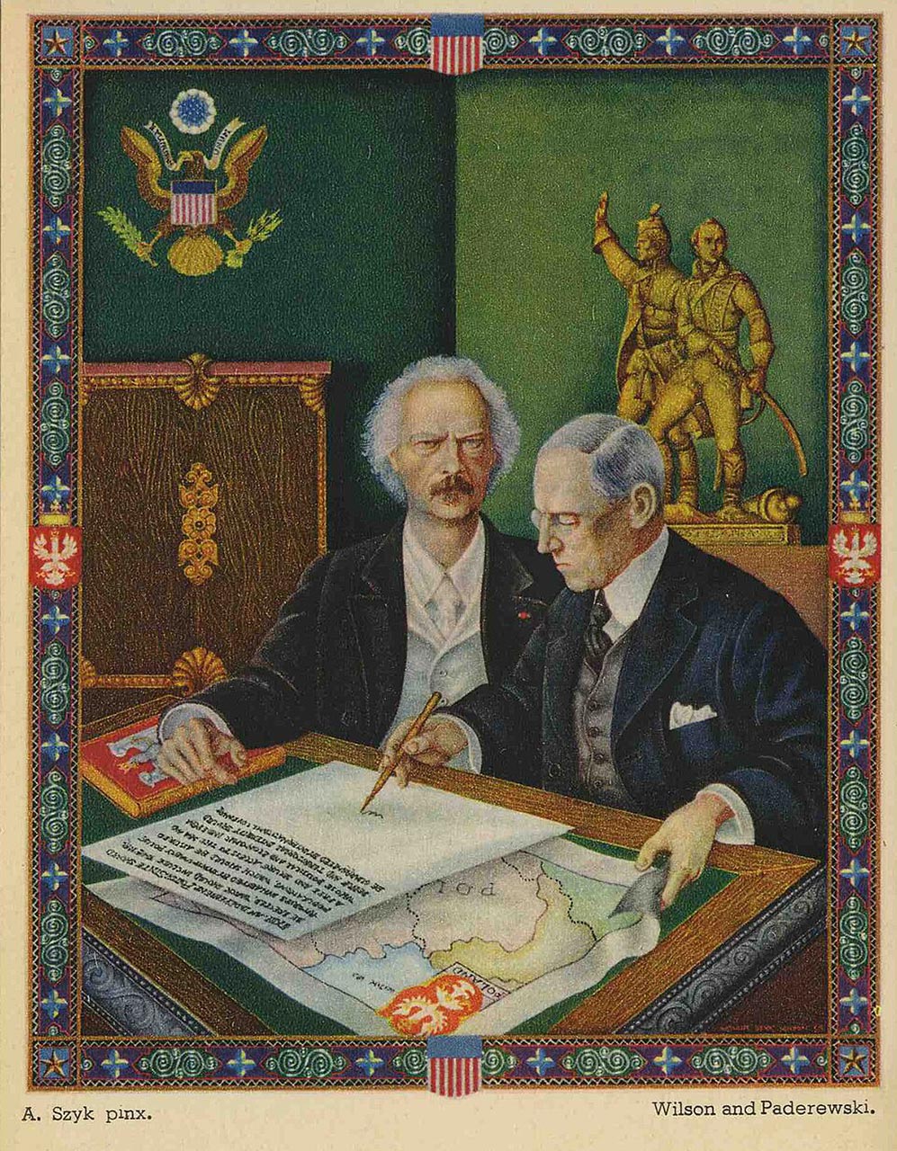 Arthur_Szyk_(1894-1951)._Polish-American_Fraternity_series,_Wilson_and_Paderewski_(1939),_Kraków