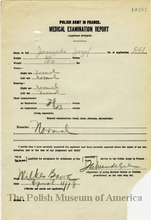 Dokumenty rekrutacyjne Armii Polskiej we Francji | Polish Army in France Re